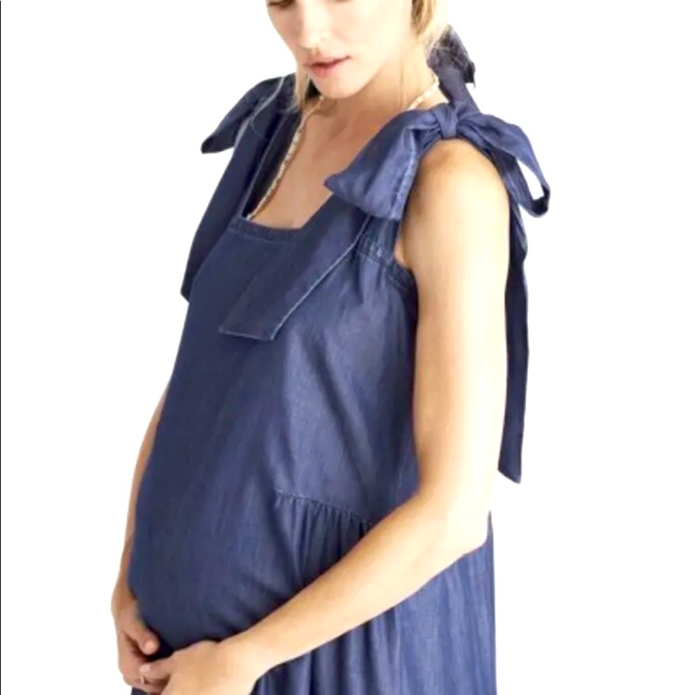 Hatch maternity the Kate bow tie dress, indigo blue, size 1.